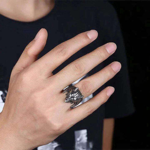 Bague Loup Gothique (Acier)